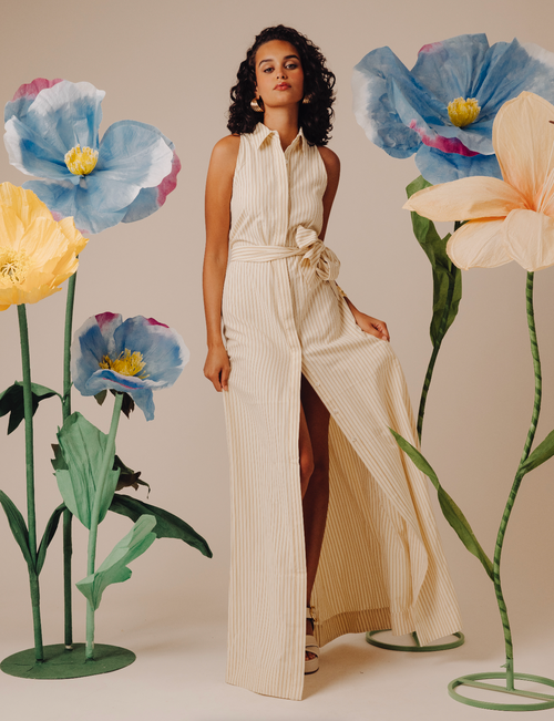 Arlene Dress - Macadamia Seersucker
